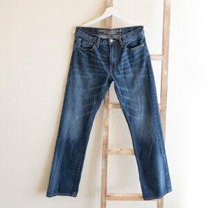 AMERICAN EAGLE DENIM SZ 29x32 BLUE JEANS ORIGINAL STRAIGHT LEG 100% COTTON